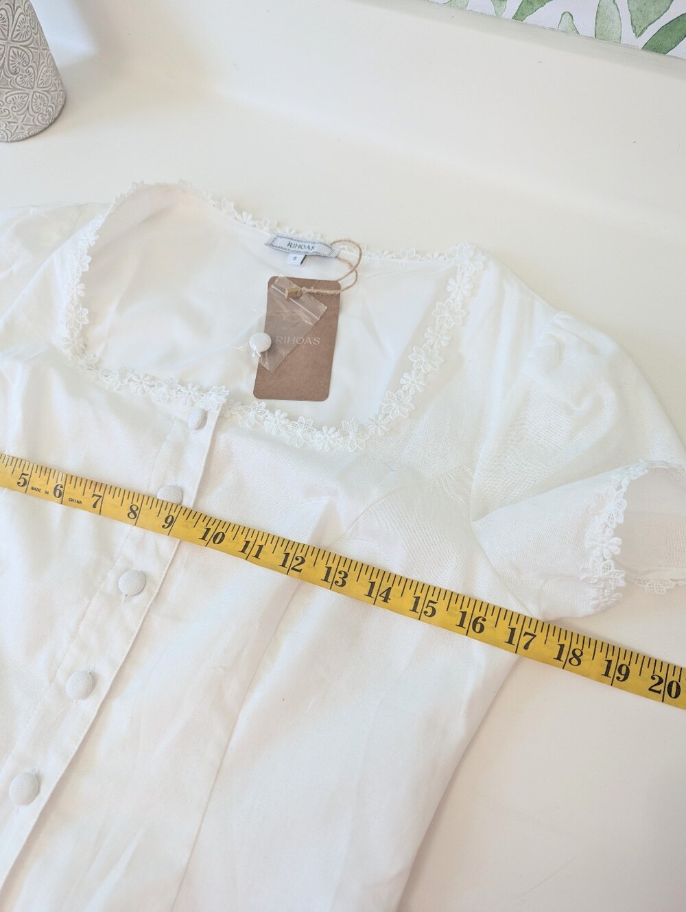 Ren Faire white lace Crochet blouse Small Boho Coquette Feminine Cottagecore - Picture 11 of 16